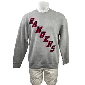 New York Ranger Mens Gray Fleece Long Sleeve Crew Neck Sweatshirt Sweater Size L